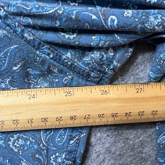 Rafter C Pearl Snap Cowboy Button Up Paisley Western Shirt Large Proflex Blue - Picture 5 of 8